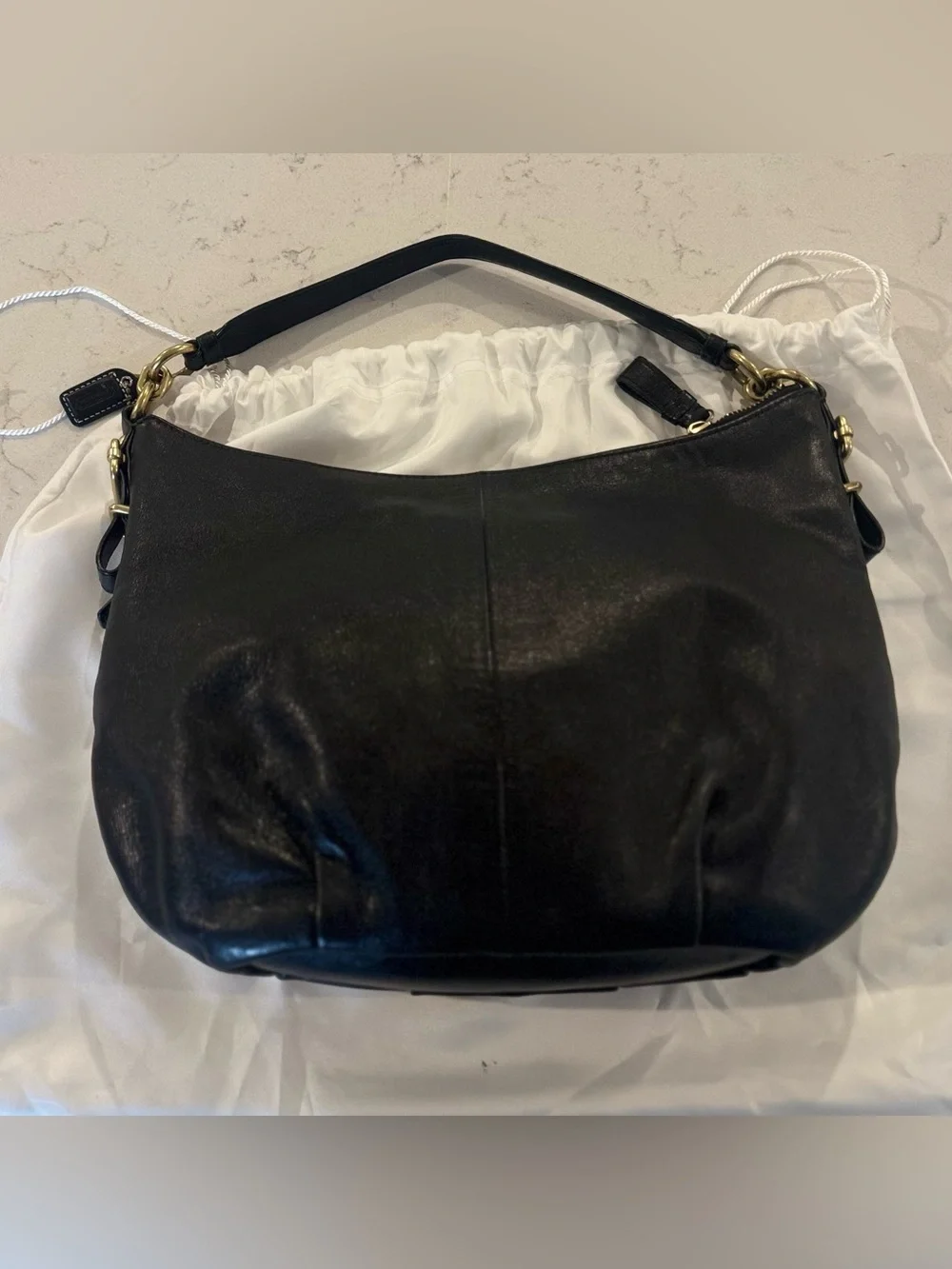 Vintage Coach Madison Hobo Black Leather Bag Gold Carriage Hardware 15959